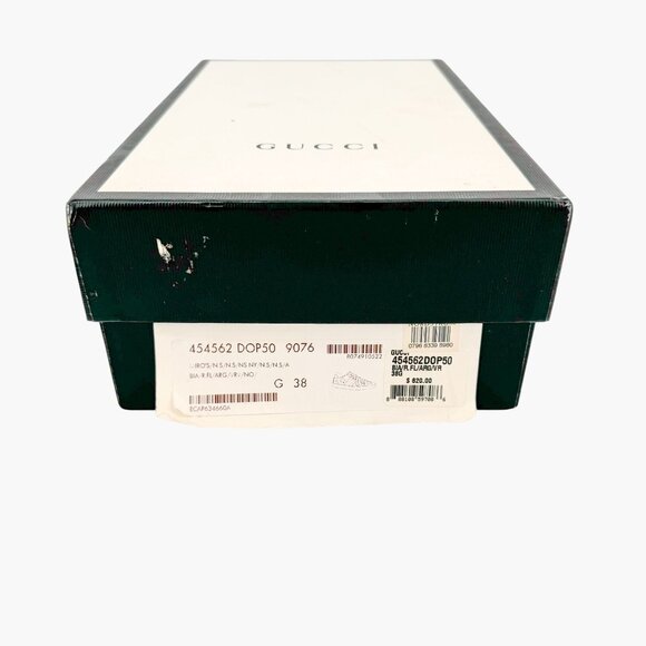 Gucci Ace Web Stripe Sneaker EU 38.5 US 8.5 Metallic Silver Leather Low Top Shoe - Picture 12 of 12